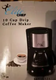 10-cup Elite Chef Coffee Maker with Anti-Drip, Black Silver Sev10521