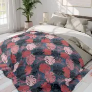 Abstract Monstera Leaf Pattern Cozy Arctic Fleece Blanket Couch Throw Gift