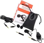GOOHOCHY 1Set Wired Lavalier Lapel Microphone Portable Condenser Mic for Recording Live Streaming Compatible with Laptop Desktop for Online Teaching Video Production