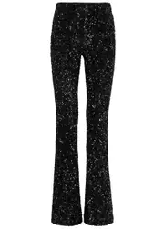 Alice + Olivia Lara Sequin-embellished Trousers - Black - 8 (UK12 / M) 8 (UK12 / M)