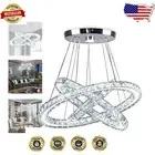 3-Ring LED Crystal Chandelier - Energy Efficient Ceiling Light for Living Spaces