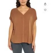 NEW Orvis Rust Casual Top Button Front Shirt Women's Size XXL Classic Versatile