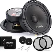 H YANKA 6.5-HCM Component Car Speakers, 550 Watt Pro Car Audio 4 Ohms Stereo Door Speakers Perfect for Upgrading Any Car Stereo System Includes a Pair of Midrange Woofers,Tweeters, Crossovers（Pair）
