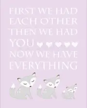 Purple And Gray Fox Nursery Print, Girl Woodland Nursery Decor -8x10