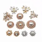 Button Flower Rhinestone Pearl Plastic Flatback Craft Scrapbook Accessory Decors