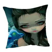 Shipwreck Siren Mythical Beautiful Girl and Ship Cushion Cover