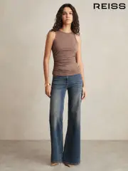 Reiss Mink Madelynne Ruched-Side Jersey Top (F19692) | $135