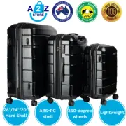 Olympus 3PC Artemis Luggage Set Hard Shell Travel Suitcase ABS+PC Jet Black