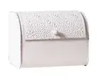 Metal Punched Tin Bread Box in Rustic White by Irvins Country Tinware