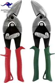 Aviation Snip Set - Left and Right Cut Offset Tin Cutting Shears with Forged Bla