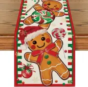Artoid Mode Gingerbread Candy Cane Christmas Table Runner, Seasonal Winter Kitch