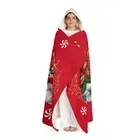 Christmas Gnome Hooded Sherpa Fleece Blanket Peppermint Holiday Festive Throw