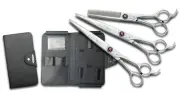 Kenchii Scorpion Grooming Shears 7 in. Scissor Set Straight, Curved & Thinning