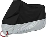 TRIWONDER Motorcycle Cover All Season Waterproof Sun Outdoor Protection Scooter Cover with Lock Holes Tear-Proof Heavy-Duty (2XL - 245 x 105 x 125 cm, Black & Silver)