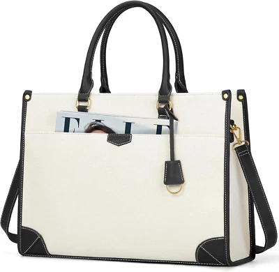 Laptop Bag for Women 15.6 Inch Laptop Tote Bag Waterproof Canvas Work Bag Lightw