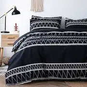 Tokokimo King Quilt Cover Set, Ultra Soft Microfiber Doona Cover Bedding Set, 3 Piece Reversible Duvet Cover Set with Zipper Closure and Corner Ties (Black,King)