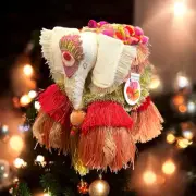 Anthropologie Majestic Tassels Tree Topper Elephant Fringe Metallic Home Decor