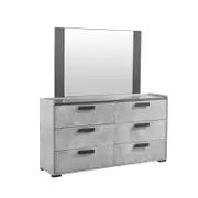 Dressing Chest With 6 Storage Drawers MDF Mirror Combination of Black & Cement Colour