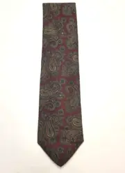 NOS Vtg Claymore Shop Men's Neck Tie Red Blue Yellow Paisley 100% SILK Made USA
