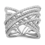 Sterling Silver 159 Stone Cubic Zirconia Ring Size 6 7.07gm Gift for Mother