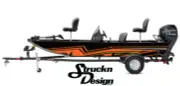 Dark Orange Angled Zig-Zag Black Design Wrap Fishing Bass Boat Vinyl Decal USA