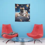 Printed Wall Tapestry French Bulldog in Outer Space home and dorm wall decor