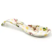 MACKENZIE-CHILDS Yellow Wildflowers Enamel Spoon Rest, Kitchen Utensil Rest,