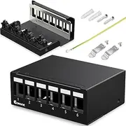Enmane 6 Port Patch Panel Blank Keystone Patch Panel Shielded Compatible with LC/SC/ST/FC/USB/HDMI Keystone Jack for Desk Mount Home Ethernet Termination Box
