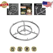 High Capacity 150,000 BTU Round Fire Pit Jet Burner Ring - 18" Stainless Steel