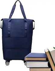 [Qkbuza] Rolling Duffle Bag | Expandable Travel Tote with Wheels,Waterproof, Traveling Supplies for Airport Carry-On Overnight Stay Dance Competition