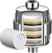 G-Promise 16 Stage Shower Filter For Hard Water, Reduces Chlorine and Fluoride, Improves Dry Skin, Universal With G1/2" Threads Design, Comes With a Replacement Cartridge (Chrome)