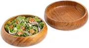 LAVAUX DESIGNS Acacia wooden salad bowls set of 2, large individual bowls 8 x 2 inches (25 oz) with Food safe wood coating | Jointless plates type wood bowl for food