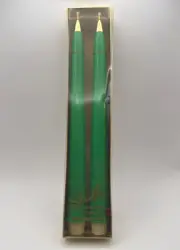 VTG Set of 2 Green MCM Starlite Everlasting Lighter Fluid Candles & Original Box