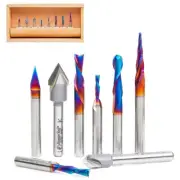 Amana Tool AMS-174 8-Pc General Purpose CNC Router Bit Collection 1/4 Inch Shank