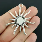 BULK 20 Sun Pendant Charm Antique Silver Tone Large Size Cabochon - SC7181 NEW18