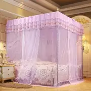 Net, Princess Canopy Bed, Purple Netting Bed Tent, Breathable Three Side Openings Bed Canopy for Baby Crib, Kid Bed and Adult Beds (180 * 200 * 200)