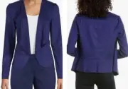 EUC SZ XL Anne Klein Women's Drape Front Faux Suede Jacket in SAPPHIRE BlUE Reta