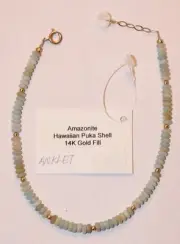 Stacey Lee Designs, Amazonite Hawaiian Puka Shell, 14K Gold Fill, Anklet