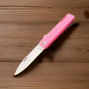 7" Lockback Knife By Baladeo Spear Point Blade Pink Safety Grip Handle
