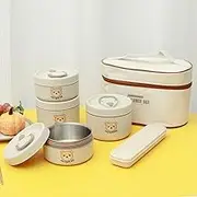 3/4 Pack Food Box Stackable Adult Lunch Box Portable Insulated Food Container Food Box with Chopsticks Spoon Insulated Bag Stainless Steel Food Container for Kids and Adults(Four Outfit)