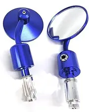 Left Right Mirror 1 Pair CNC 7/8" Motorcycle Rearview Mirror Round Handlebar Bar End Rear View Mirrors Bike Motorbike Side Mirror Car Accessories(Blue)