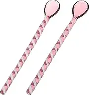 DONFAMDS Stylish Glass Teaspoons Set of 2 Spiral Design for Stirring Tea Coffee for Kitchen and Breakfast Scooping