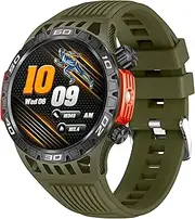 [zodvboz] HT22 1.46''Smart Watch for Men-Pressure/Altitude/Compass, 500mAh Extra-Large Battery, Stainless Steel Body Rugged Military Smartwatch Make/Answer Call, 5ATM Waterproof Green
