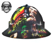 Custom Hydrographic Safety Hard Hat BOB MARLEY PRO CHOICE WIDE BRIM