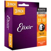 Elixir NANOWEB 80/20 Bronze 3-Pack — 16539X Light .012-.053 (11052)