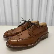 Alden for J.Crew Long Wingtip Bluchers Tobacco Brown Leather 7 D