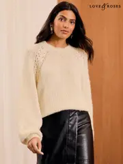 Love & Roses Ivory Premium With Wool Crew Neck Knitted Jumper (AD7516) | $38