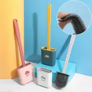 Silicone Toilet Brush Soft Bathroom Cleaning Flex Bristles Holder Creative Tool/