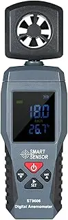 St9606 Digital Anemometer Thermometer Portable Wind Measuring Meter Air Velocity Gauge with Backlight Black Black