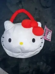Sanrio Hello Kitty Face Small Red Plush Purse Zipper Girls Bag NWT